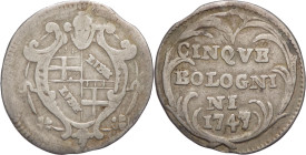 Roma - 1 Carlino da 5 Bolognini 1747 - Benedetto XIV (1740 - 1758) - Gr. 1,47 - Berm.#2807

BB

SPEDIZIONE SOLO IN ITALIA - SHIPPING ONLY IN ITALY