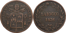 Stato Pontificio - 1 Baiocco 1836 - Gregorio XVI (1831 - 1846) - II° tipo - zecca di Bologna - VI - Gr. 9,96 - Cu - Gig. 159

BB

SPEDIZIONE SOLO ...