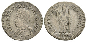 Stato Pontificio - Ferrara - Clemente XI, Albani (1700-1721) - Muraiola da 2 Baiocchi con San Maurelio - A X 1710 - Muntoni 247 - CNI 50-54 - Ag - 1,5...