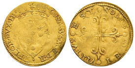 Firenze - Cosimo I (1569-1574) Scudo d'oro - MIR 165/2 - CONIO SCHIACCIATO, ma conservazione molto buona per la tipologia - RRRR ESTREMAMENTE RARA - A...