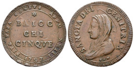 Roma - Madonnina da 5 Baiocchi 1797 - Pio VI (1775 - 1799) - Cu. - Gr. 15,25 - Munt# 94

SPL

SPEDIZIONE SOLO IN ITALIA - SHIPPING ONLY IN ITALY