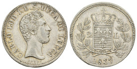 Ducato di Lucca - 2 Lire 1837 - Carlo Ludovico Borbone (1824 - 1847) - Rara - Ag. 666 - Gig# 1

qSPL

SPEDIZIONE SOLO IN ITALIA - SHIPPING ONLY IN...