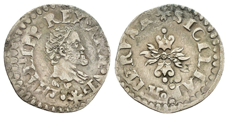 Napoli - ½ Carlino - Filippo II (1556-1598) - Ag. - Gr. 1,32 - mm. 18,5 - Pannut...