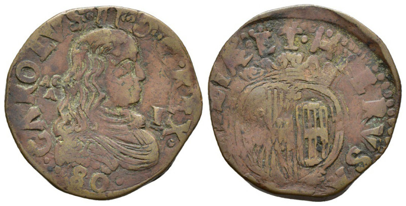 Napoli - Carlo II (1665-1700) - Grano 1680 - MIR 306/4 - Cu - gr. 8,55

MB

...