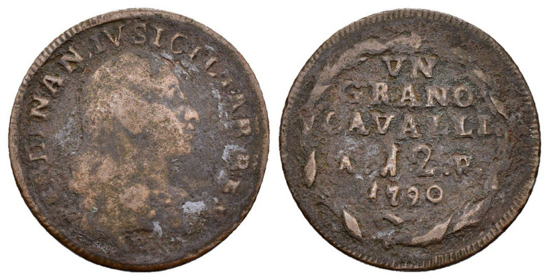 Regno di Napoli - Ferdinando IV (1759 - 1816) - 1 Grano 1790 da 12 Cavalli III° ...