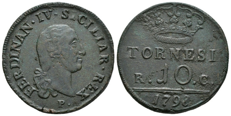 Napoli - Ferdinando IV di Borbone (1759-1816) - 10 Tornesi 1798 - Gig. 113 - Cu...