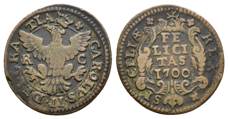 Palermo - Regno di Sicilia - 1 Grano 1700 - Carlo II (1674 - 1700) - Ae. - Gr. 4...