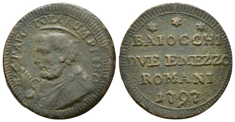 Roma - Pio VI (1775-1799) Sampietrino 1797 - Peso ridotto - Zecca di Roma - Munt...