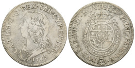 Carlo Emanuele III (1730-1773) - Mezzo Scudo nuovo 1763 - Zecca di Torino - MIR 947i - Rara - Ag - al D/ presenti segni nel campo - Patina al R/ - gr....