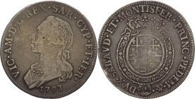 Regno di Sardegna - Vittorio Amedeo III (1773-1796) - mezzo scudo da 3 Lire 1793 - Zecca di Torino - RR MOLTO RARA - MIR 988t - Ag - gr. 17,33

qBB ...