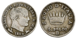 Bologna - 5 Soldi 1813 - Napoleone I Re d'Italia (1805 - 1814) - RARA - Ag. - Gig# 194

q/BB

SPEDIZIONE SOLO IN ITALIA - SHIPPING ONLY IN ITALY