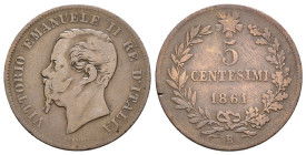 Regno d'Italia - 5 Centesimi 1861 - Vittorio Emanuele II (1861 - 1878) - zecca di Bologna - R2 - Cu. - Gig# 101

MB/BB

SPEDIZIONE SOLO IN ITALIA ...