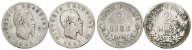 Vittorio Emanuele II (1861-1878) - Lotto 2 monete da 2 Lire - zecca di Torino - Rare - Ag. 835 - Gig# 59

MB/BB

SPEDIZIONE SOLO IN ITALIA - SHIPP...