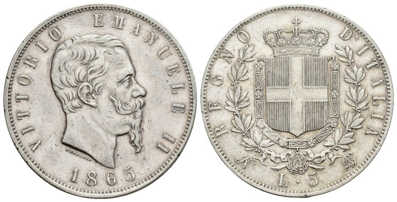 Vittorio Emanuele II (1861-1878) - 5 lire 1865 - Zecca di Napoli - RARA - Ag - G...