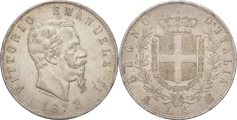 Regno d'Italia - Vittorio Emanuele II (1861-1878) - 5 lire 1872 Milano - Gig.44-...