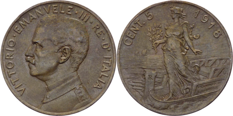 Regno d'Italia - Vittorio Emanuele III (1900-1943) 5 Centesimi "Italia su Prora"...