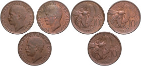 Vittorio Emanuele III (1900-1943) - lotto di 3 monete da 10 centesimi Ape 1934 - rame rosso

FDC

SPEDIZIONE SOLO IN ITALIA - SHIPPING ONLY IN ITA...