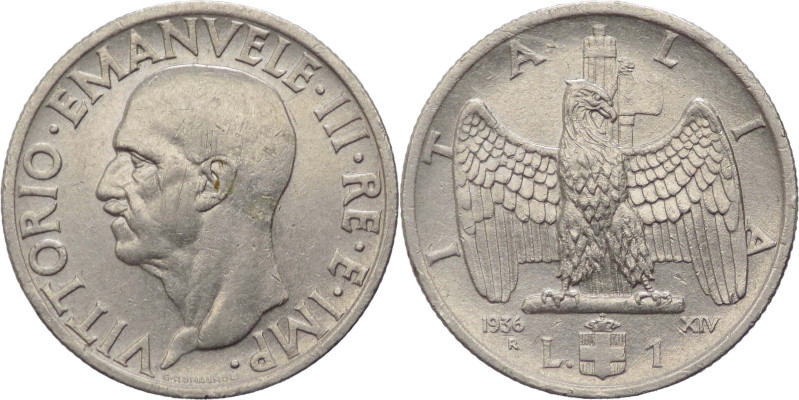 Regno d'Italia - Vittorio Emanuele III (1900-1943) - 1 Lira "Impero" 1936 Anno X...