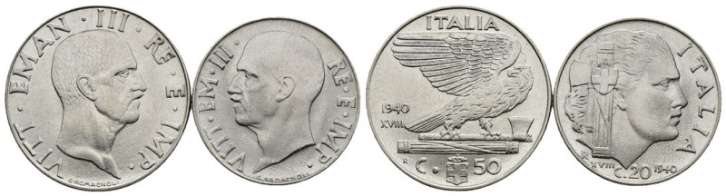 Regno d'Italia - Vittorio Emanuele III (1900-1943) - lotto di 2 monete da 50 e 2...