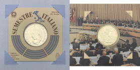 Repubblica Italiana - 1996 - Divisionale contenente moneta da Lire 5000 celebrativa del Semestre di Presidenza Italiana dell'Unione Europea - Ag.

F...