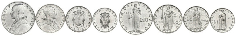 Città del Vaticano - Pio XII, Pacelli (1939-1958) - lotto di 4 monete da 1,2,5 e...