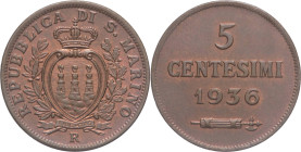 San Marino - Vecchia Monetazione (1864-1938) - 5 centesimi 1936 - Gig.41 - Cu 

FDC

SPEDIZIONE SOLO IN ITALIA - SHIPPING ONLY IN ITALY