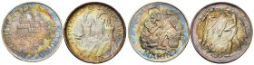 San Marino - Lotto di 2 monete da: 500 lire "Scalpellino" 1975 e 500 Lire "Sicurezza Sociale" 1976 - Ag - stupenda patina multicolore

FDC

SPEDIZ...