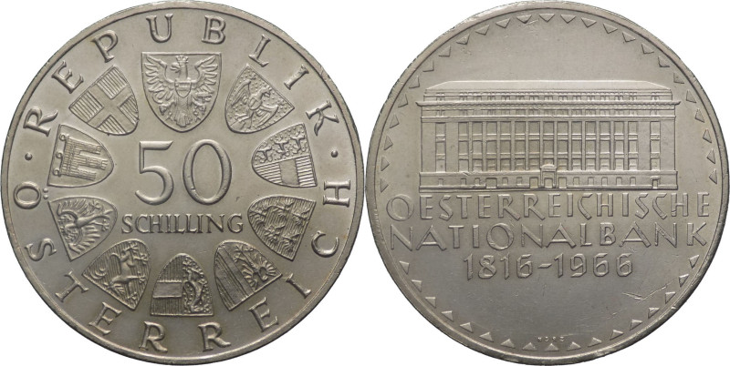 Austria - 50 Scellini 1966 - 150° Anniversario Banca Nazionale Austriaca - Ag. -...