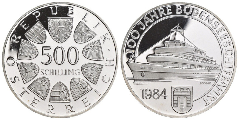 Austria - 500 Scellini 1984 - 100° Anniversario del trasporto navale sul Lago di...