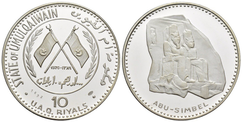 Umm al-Qaywayn (Emirati Arabi) - 10 Riyals 1970 - Due Statue del Tempio di Abu S...