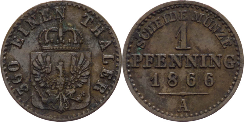 Germania - Regno di Prussia - Guglielmo I (1861-1888) - 1 pfenning 1866 A - KM# ...