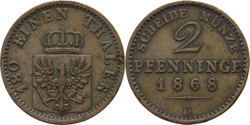 Germania - Regno di Prussia - Guglielmo I (1861-1888) - 2 pfenninge 1868 B - KM#...