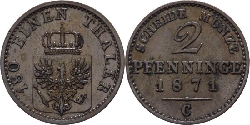 Germania - Regno di Prussia - Guglielmo I (1861-1888) 2 pfenninge 1871 C - KM# 4...