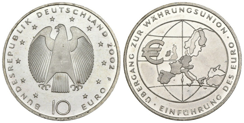 Germania - 10 Euro 2002 - Introduzione della valuta Euro - Ag. 925 - KM# 215

...