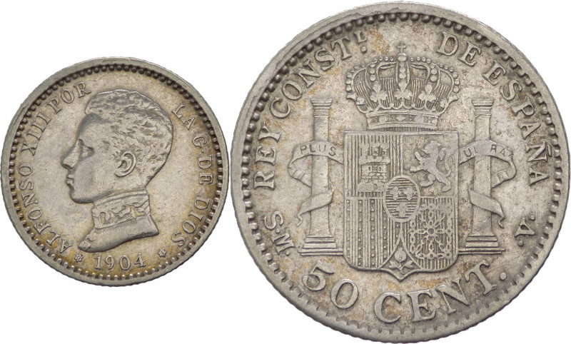 Spagna - Alfonso XIII (1886-1931) - 50 Centimos 1904 "IV Ritratto" - KM 723 - Ag...