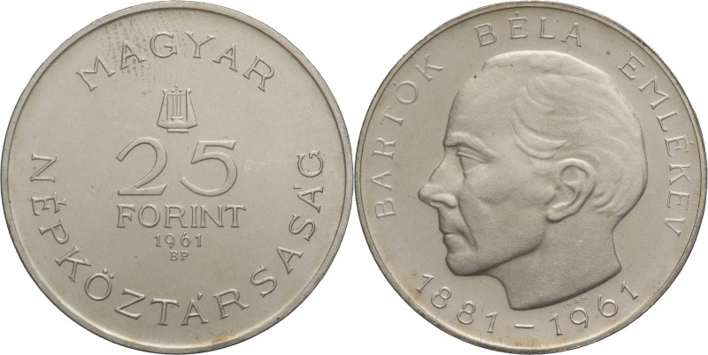 Ungheria - 25 forint 1961 - 80 anni della nascita di Bela Bartok Emlekev - KM# 5...