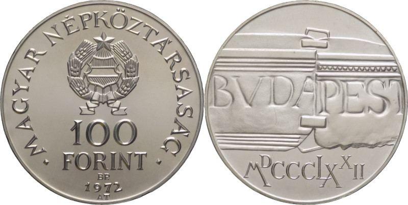 Ungheria - 100 forint 1972 - 100° Anniversario dell'unione di Buda e Pest - KM# ...