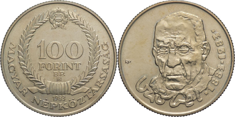 Ungheria - 100 forint 1983 - 100° Anniversario della nascita di Béla Czobel - KM...