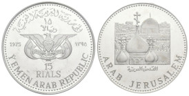 Yemen - Republic (1962-1990) - 15 ryals AH 1395 (1975) "Arab Jerusalem" - gr. 54; 55 mm - Ag .925 - KM# 17 - in slab NGC MS67 ULTRA CAMEO

MS 67 ULT...