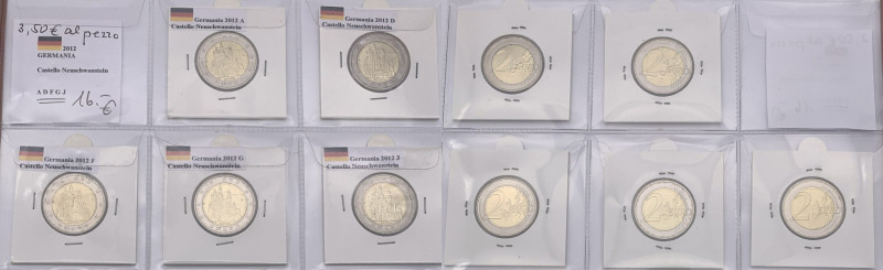 Germania - Repubblica Federale (dal 1948) - Serie da 2 euro delle 5 zecche 2012 ...