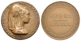 Medaglia commemorativa del 30° anniversario del Circolo Filatelico-Numismatico di Rimini - 1970 - gr. 15; Ø 32 mm - AE - colpetti al bordo

SPEDIZIO...