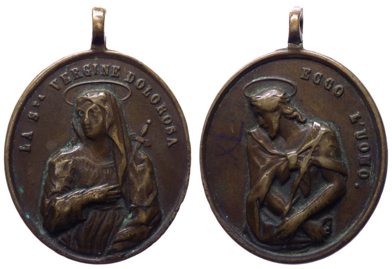 Italia - medaglia emessa nel XIX sec. devozionale della S. Vergine addolorata ra...