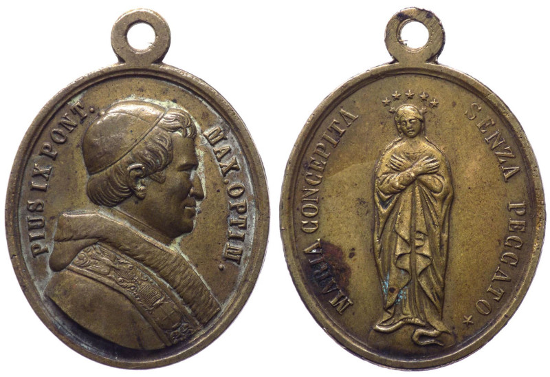 Pio IX , Mastai Ferretti (1846-1878) - medaglia devozionale della Beata Vergine ...