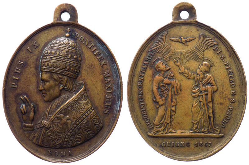 Pio IX , Mastai Ferretti (1846-1878) - medaglia coniata nel 1867 a ricordo del 1...