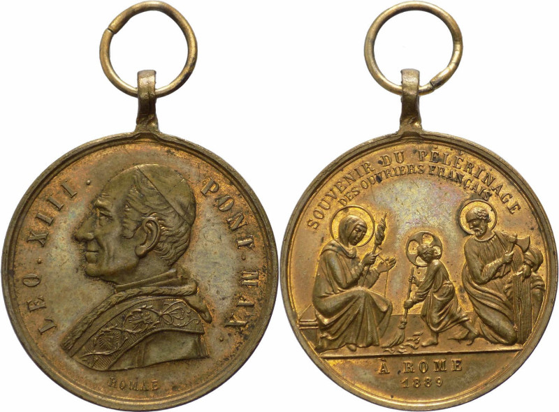Francia - Leone XIII, Pecci (1878-1903) - medaglia emessa per il pellegrinaggio ...