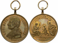 Francia - Leone XIII, Pecci (1878-1903) - medaglia emessa per il pellegrinaggio a Roma del 1889 - Ae - con appiccagnolo - gr. 13,26 - Ø mm31

SPL
...