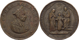 Italia - medaglia emessa nel 1895 per la visita Pastorale di Carlo Borromeo con la rappresentazione della Sacra Famiglia entro cornice quadrilobata su...