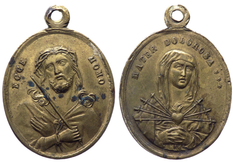 Italia - medaglia emessa nel XX sec. votiva della Madonna dei 7 dolori raffigura...