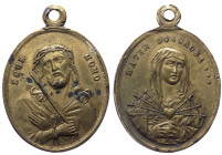 Italia - medaglia emessa nel XX sec. votiva della Madonna dei 7 dolori raffigurata su un verso frontale con le spade che trafiggono il cuore mentre su...