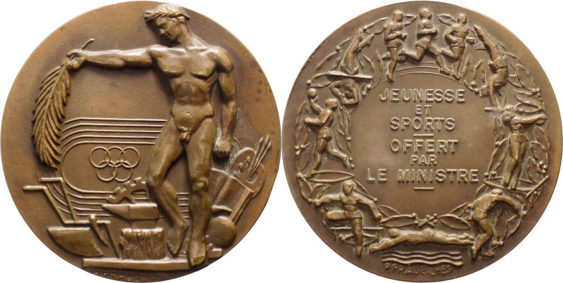 Francia - medaglia Jeunesse et Sports - opus Pradeilhes - Ae - gr.142,37 - Ø mm6...